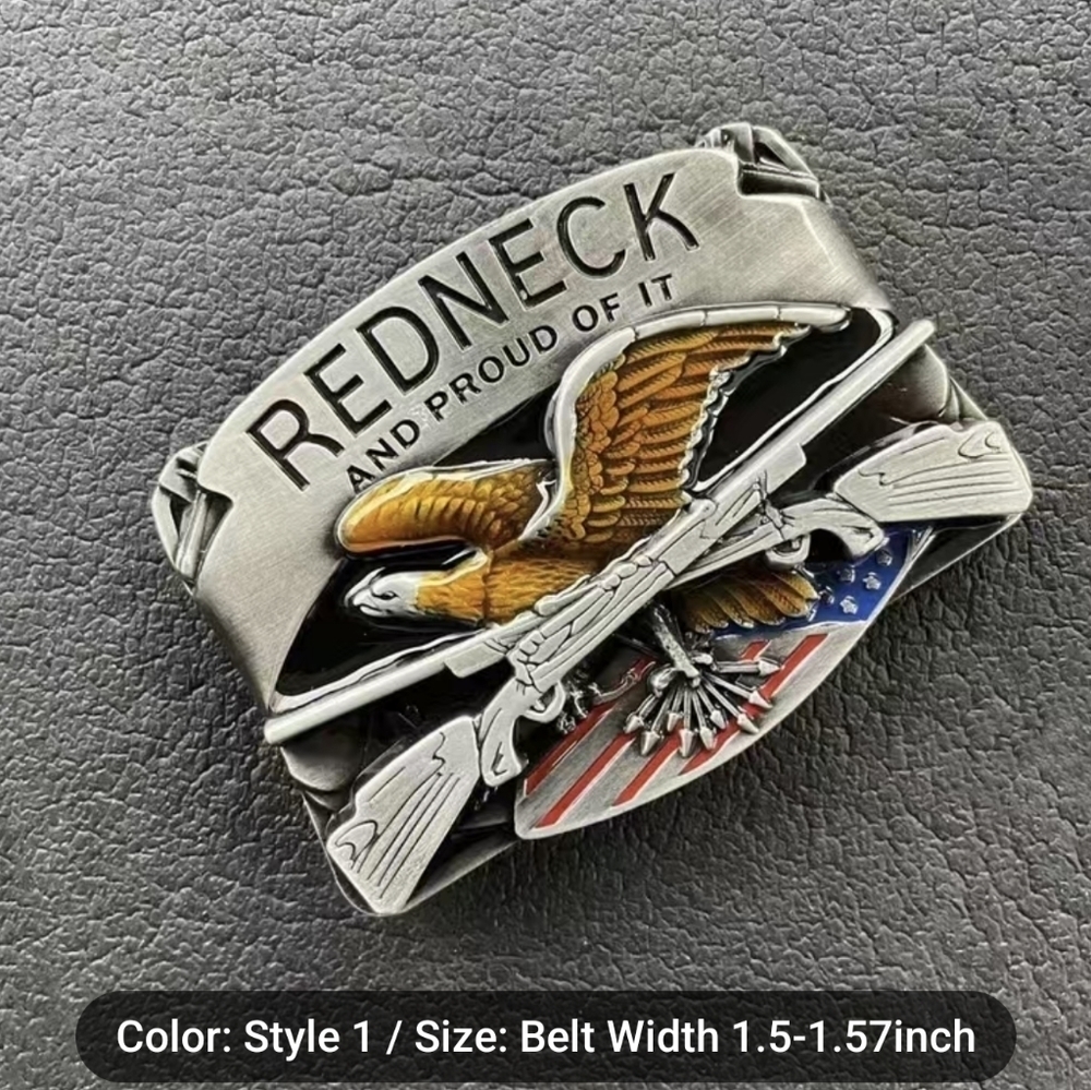 🇺🇸🦅 “Redneck & Proud of It” Eagle Belt Buckle Alloy Patriotic Flag, T3MISB1A